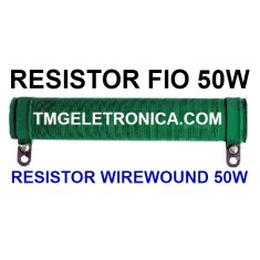 Resistor 50Watts de fio - Lista de 0R Ohms até 900R Ohms, Resistor Tubular 50W, Resistor de Fio, Wirewound Resistors high power wire-wound, Power Resistors - Fixo ou Ajustável - 20R - Resistor Fio 50Watts FIXO/